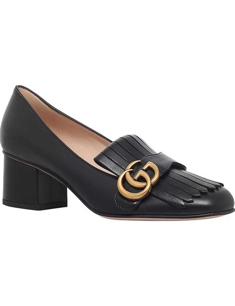 gucci marmont 55 leather mid-heel loafers|women's gucci loafers.